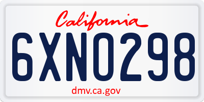 CA license plate 6XNO298