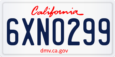 CA license plate 6XNO299