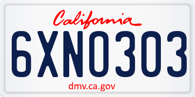 CA license plate 6XNO303