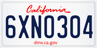 CA license plate 6XNO304