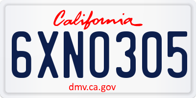 CA license plate 6XNO305