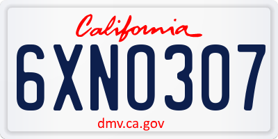 CA license plate 6XNO307