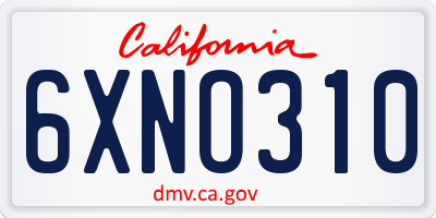 CA license plate 6XNO310