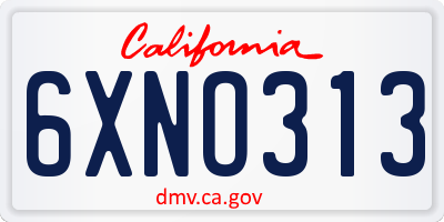 CA license plate 6XNO313