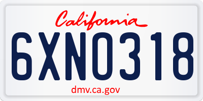 CA license plate 6XNO318