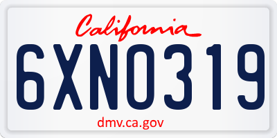 CA license plate 6XNO319