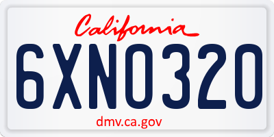 CA license plate 6XNO320