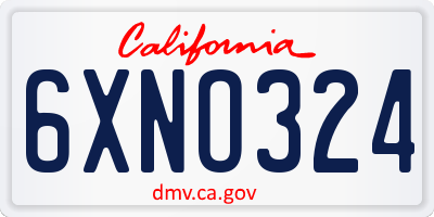 CA license plate 6XNO324