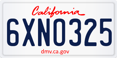 CA license plate 6XNO325