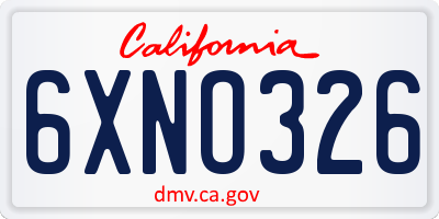 CA license plate 6XNO326