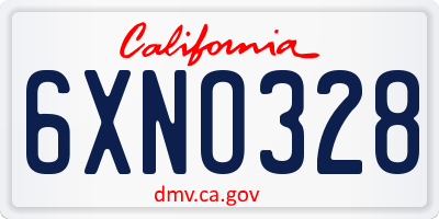 CA license plate 6XNO328