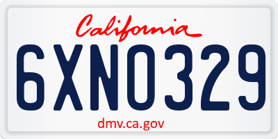 CA license plate 6XNO329