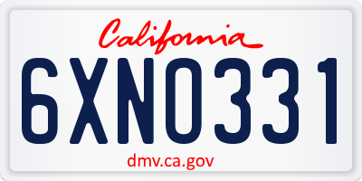 CA license plate 6XNO331