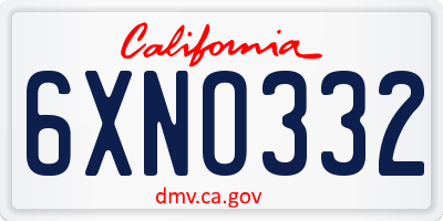 CA license plate 6XNO332