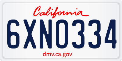 CA license plate 6XNO334
