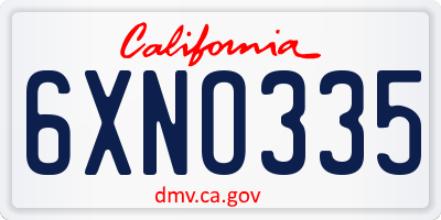 CA license plate 6XNO335