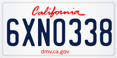 CA license plate 6XNO338