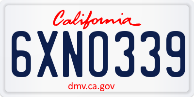 CA license plate 6XNO339