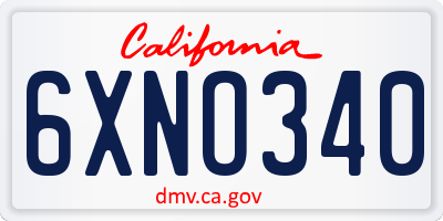 CA license plate 6XNO340