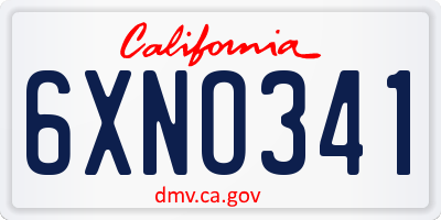 CA license plate 6XNO341