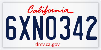 CA license plate 6XNO342