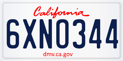 CA license plate 6XNO344