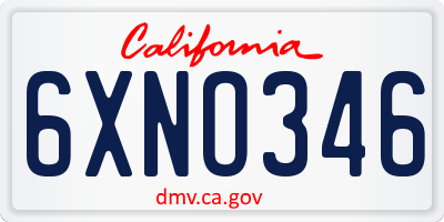CA license plate 6XNO346