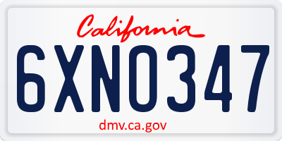 CA license plate 6XNO347