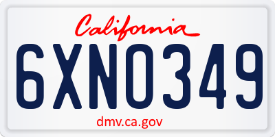 CA license plate 6XNO349
