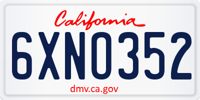 CA license plate 6XNO352