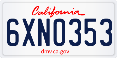 CA license plate 6XNO353