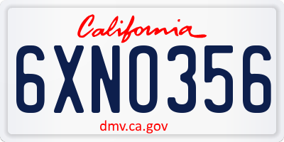 CA license plate 6XNO356