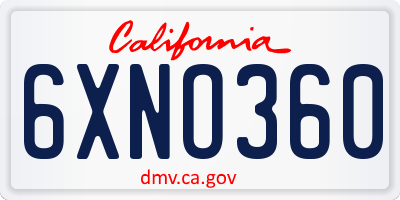 CA license plate 6XNO360