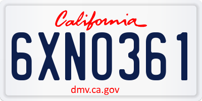 CA license plate 6XNO361