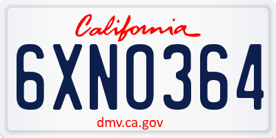 CA license plate 6XNO364