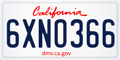 CA license plate 6XNO366