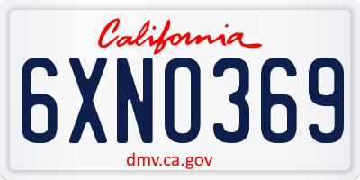 CA license plate 6XNO369