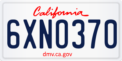 CA license plate 6XNO370
