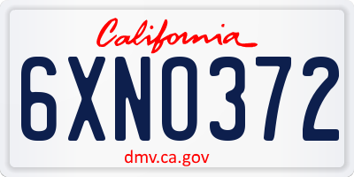 CA license plate 6XNO372