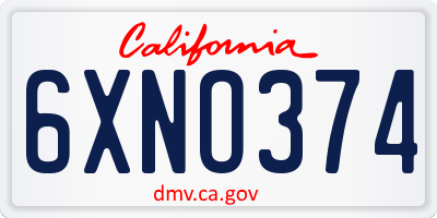 CA license plate 6XNO374