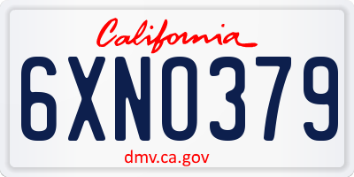 CA license plate 6XNO379