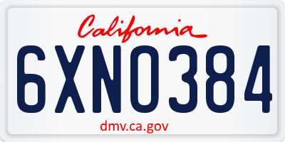 CA license plate 6XNO384