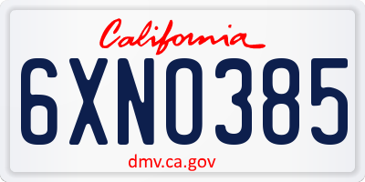 CA license plate 6XNO385