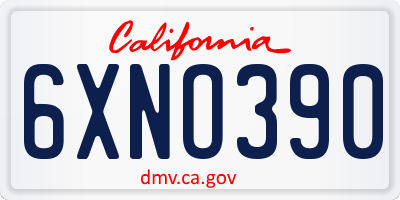CA license plate 6XNO390