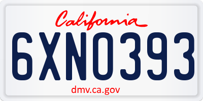 CA license plate 6XNO393