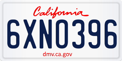 CA license plate 6XNO396