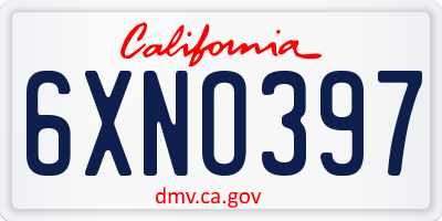 CA license plate 6XNO397