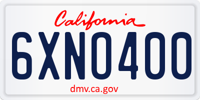 CA license plate 6XNO400