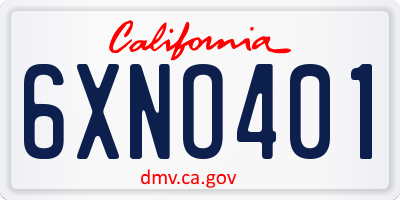 CA license plate 6XNO401