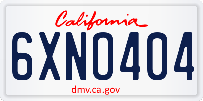CA license plate 6XNO404